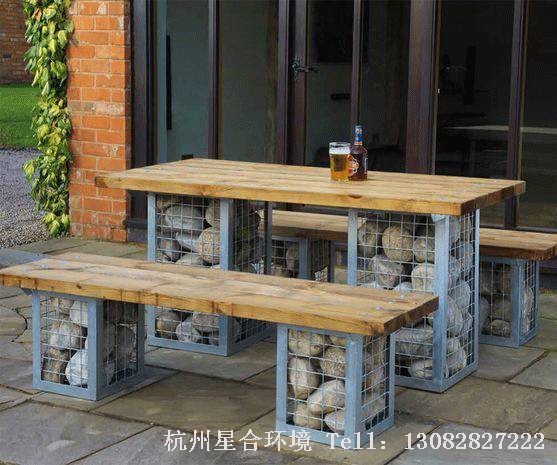 绿化工程石笼还可以做成户外桌椅